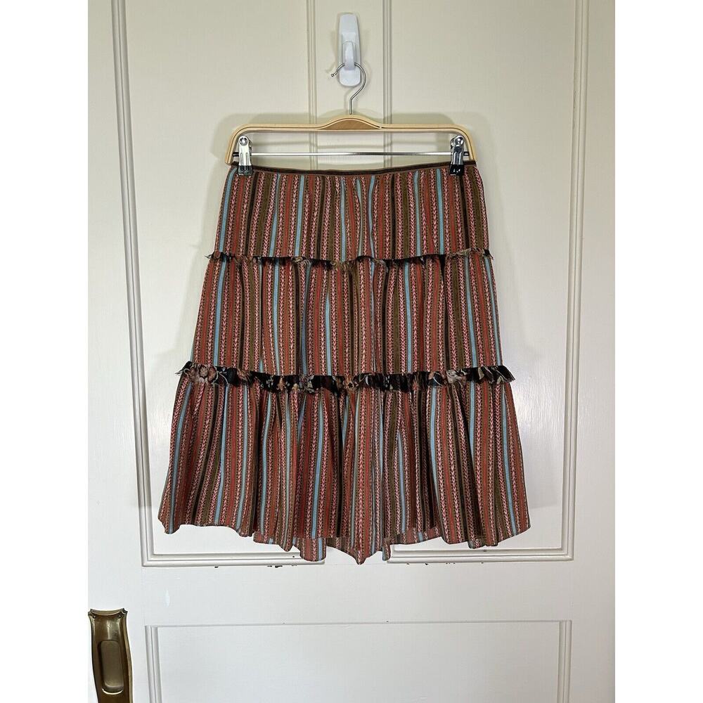 Worth Boho Silk Short Tiered Skirt Womens Size 4 Multicolored Festival Hippie